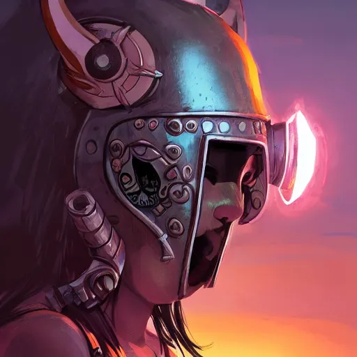 Image similar to cyberpunk viking helmet mask warrior goddess robot ninja fantasy, art gta 5 cover, official fanart behance hd artstation by jesper ejsing, by rhads, makoto shinkai and lois van baarle, ilya kuvshinov, ossdraws