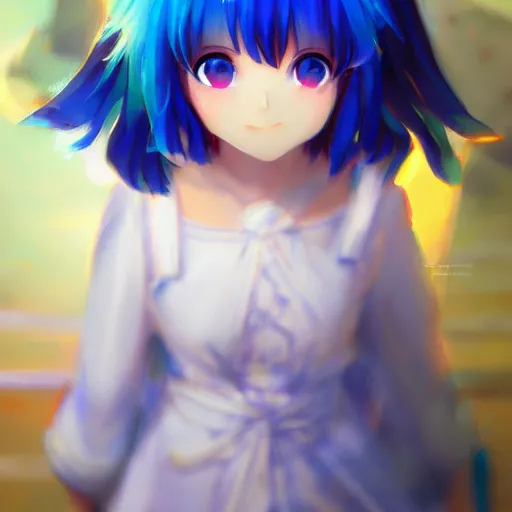 Image similar to full headshot portrait of Cirno from Touhou, drawn by WLOP, by Avetetsuya Studios, attractive character, colored sketch anime manga panel, Cirno from Touhou, trending on artstation