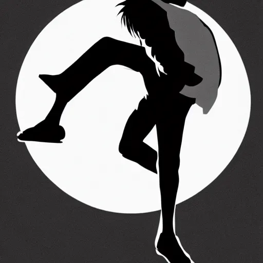 Image similar to a black and white drawing of a man doing a kick, an illustration of by gatoken shunshi, pixiv contest winner, black arts movement, dynamic pose, official art, sabattier effect