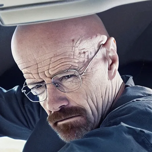 Prompt: upside directional down of walter white