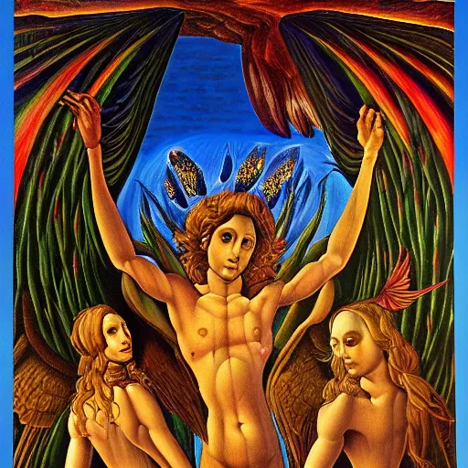 Prompt: the way out of purgatory, dmt airbrush art by botticelli