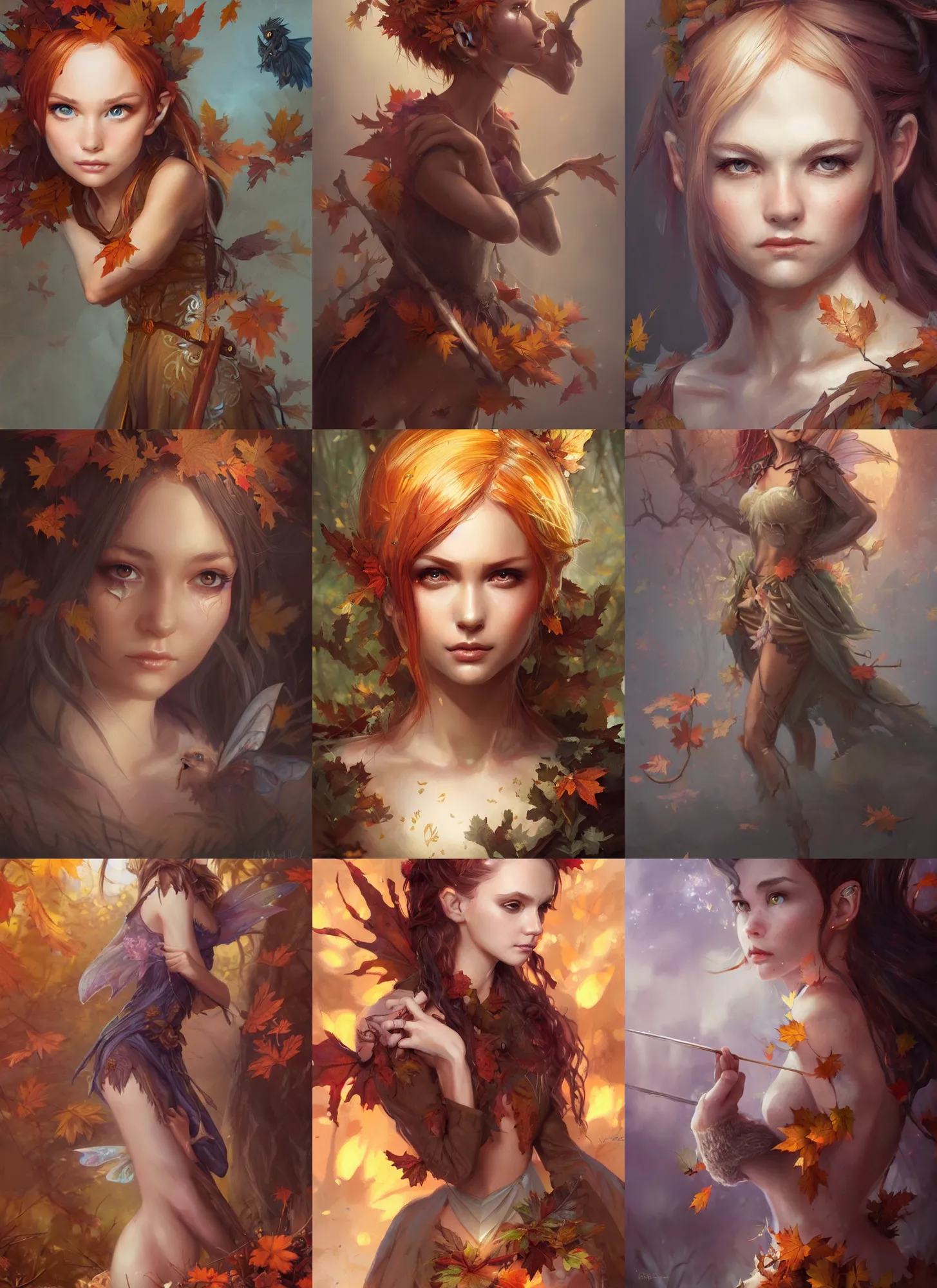 Prompt: cute autumnal fairy, d & d, fantasy, portrait, highly detailed, digital painting, trending on artstation, concept art, sharp focus, illustration, art by artgerm and greg rutkowski and magali villeneuve