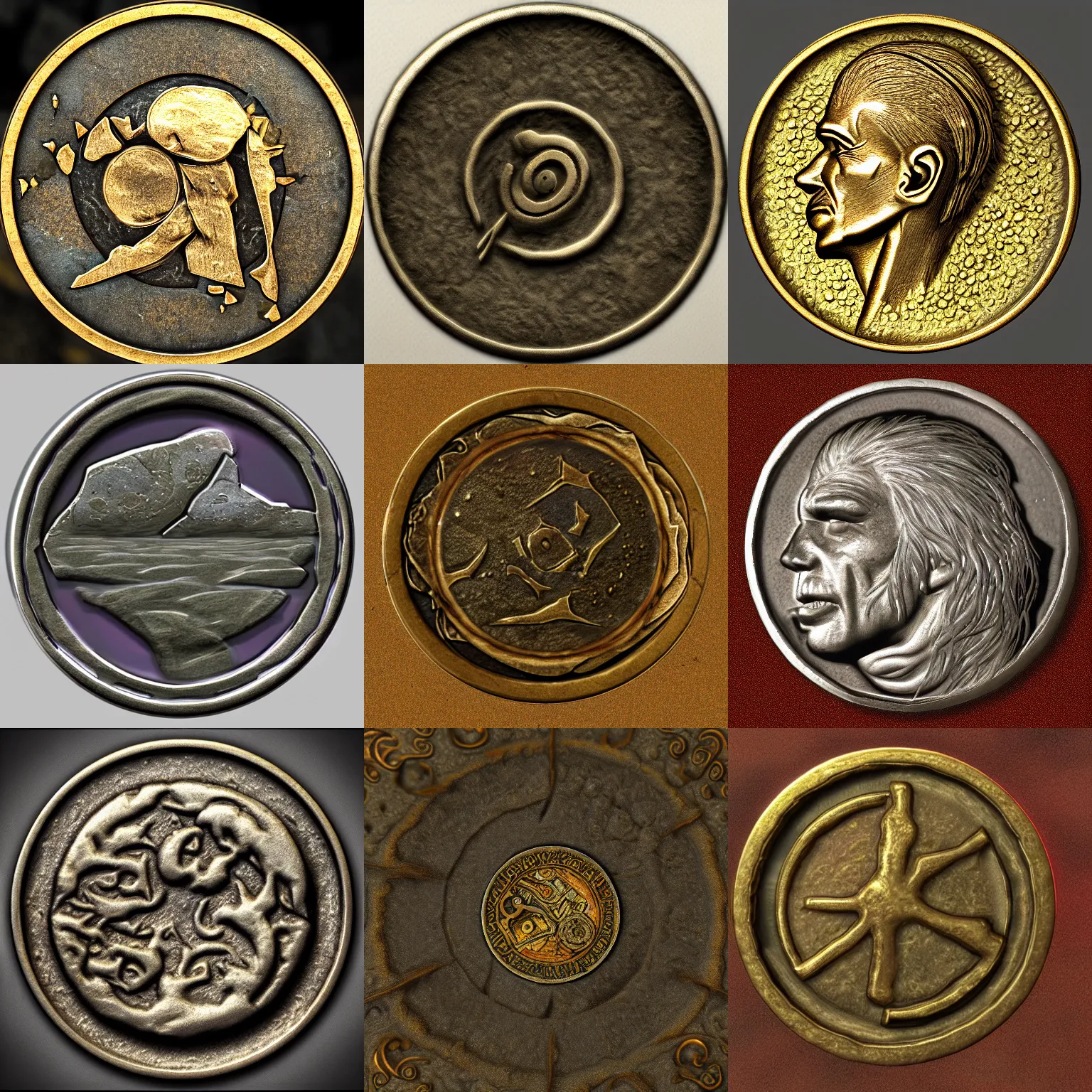 Image similar to a coin from Vvardenfell, ultra realistic, highly detailed, 4k quality photo