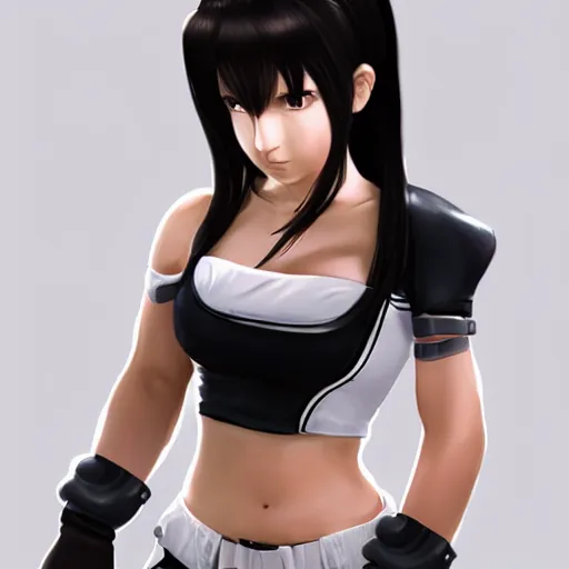 Prompt: high quality head and shoulders tifa lockhart, trending on artstation