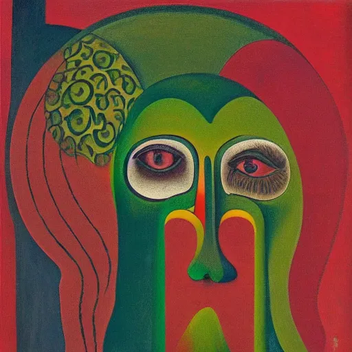 Image similar to floral face portrait by leonetto cappiello and wojciech siudmak and ernst fuchs, anni albers, oil on canvas