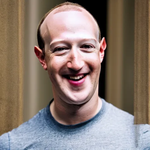 Image similar to Photography of Bald Smiling Mark Zuckerberg