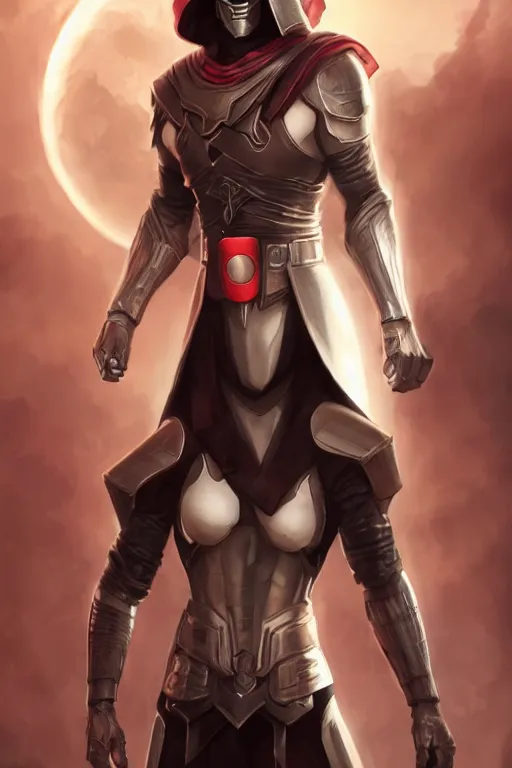 Image similar to characters portrait of Revan mixed with Moon knight by ArtGerm and Tom Bagshaw, merged character, Full body shot, cinematic opening shot, 4k, highly detailed, cinematic lighting