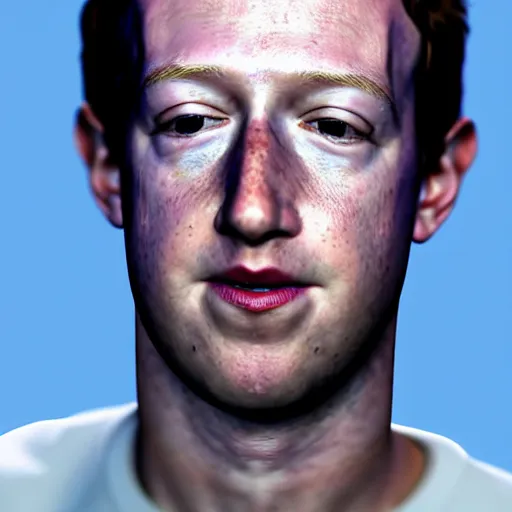 Image similar to hyperrealistic render of mark zuckerberg, creepily realistic lots of detail cg render cinema 4 d