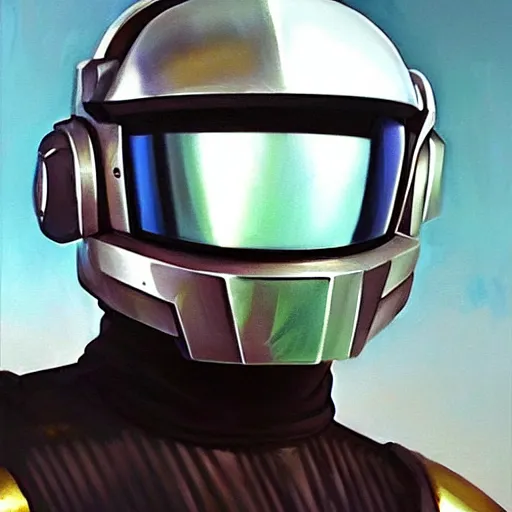 Image similar to greg manchess portrait painting of armored daft punk as overwatch character, medium shot, asymmetrical, profile picture, organic painting, sunny day, matte painting, bold shapes, hard edges, street art, trending on artstation, by huang guangjian and gil elvgren and sachin teng