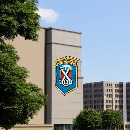 Prompt: squidward college, buildings, college campus and building, squidward logo in college, high detail