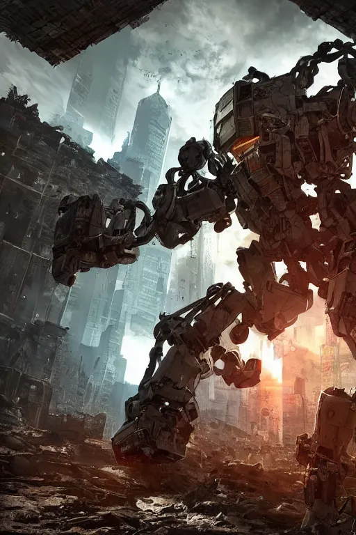 Image similar to a futurecore boxing humanoid mecha in ruin city, bright, by real steel ( 2 0 1 1 ), eve venture, raymond swanland, cryengine, post apocalyptic, mechanical structure, unreal engine 5, camouflage scheme, sharp focus, 8 k realistic, hyper detailed, bright, ray tracing, realistic shaded, smooth face