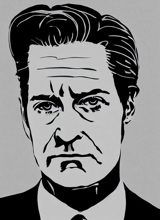 Prompt: portrait of kyle maclachlan as dale cooper by patrick leger