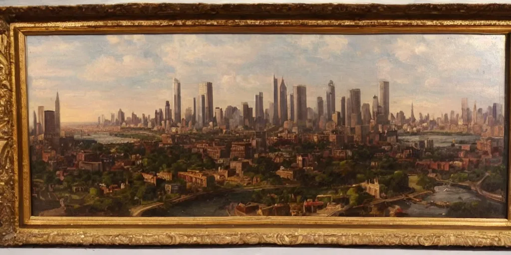 Prompt: very very very beautiful oil painting of New York in the 1800s, 4k detailed, very very well detailed painting