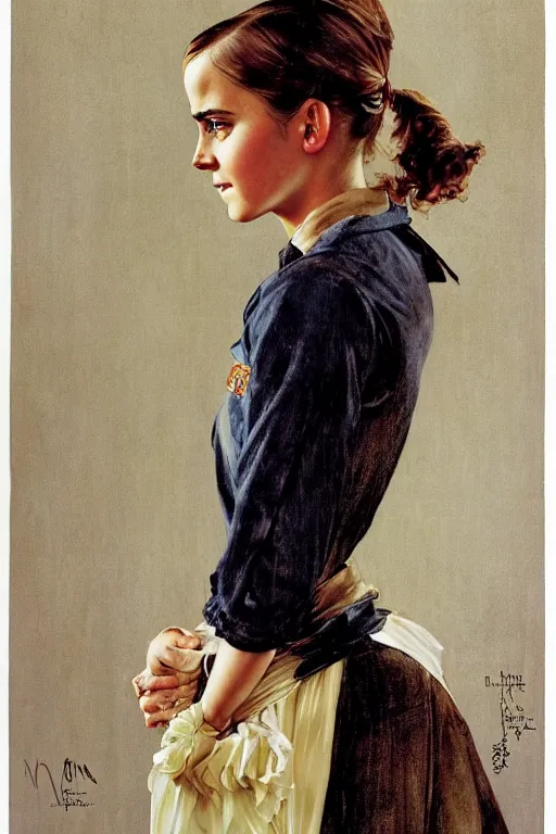 Image similar to Emma Watson portrait by Norman Rockwell