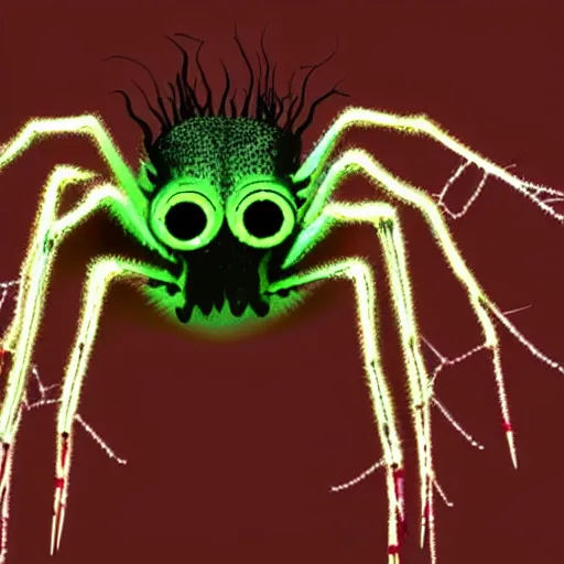 Prompt: a creature from a major horror hollywood movie, spider with glowing veins and many eyes