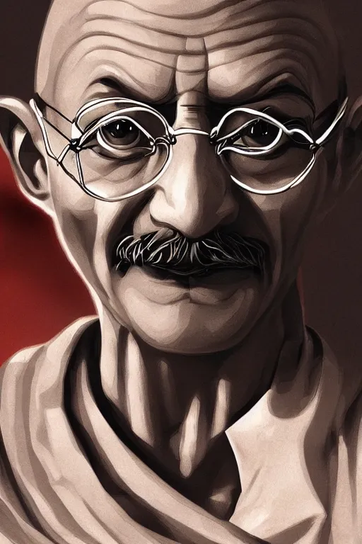 Image similar to a selfie of Mahatma Gandhi using his superpowers, fantasy, intricate, young and cute girl, highly detailed, digital painting, artstation, concept art, smooth, sharp focus, illustration