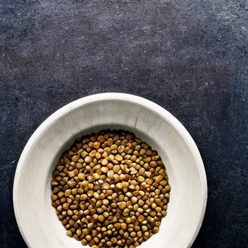 Image similar to a bowl of lentils with tilda swinton face