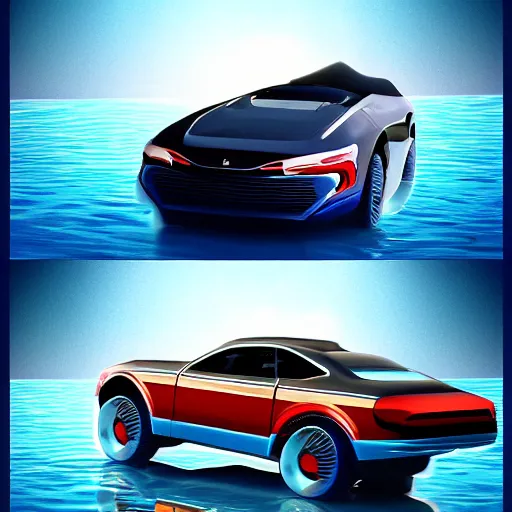 Prompt: swimming car, underwater car, concept design, 8k, digital art