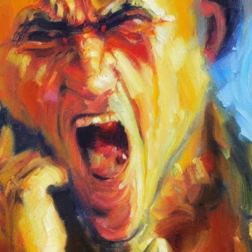 Prompt: award - winning oil painting of rage, impressionist