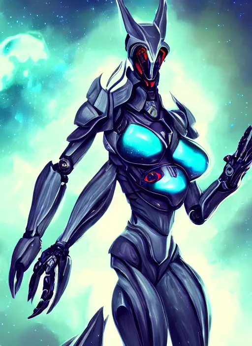 Image similar to cinematic goddess shot, cosmic sized perfectly proportioned stunning beautiful hot anthropomorphic robot mecha female dragon, in space, nebula background, larger than galaxies, holding galaxy, sharp claws, sleek silver armor, epic proportions, epic size, epic scale, digital art, furry art, macro art, dragon art, giantess art, warframe fanart, furaffinity, deviantart