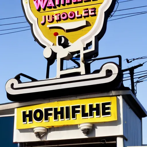 Image similar to waffle house sign, funny jumbled letters