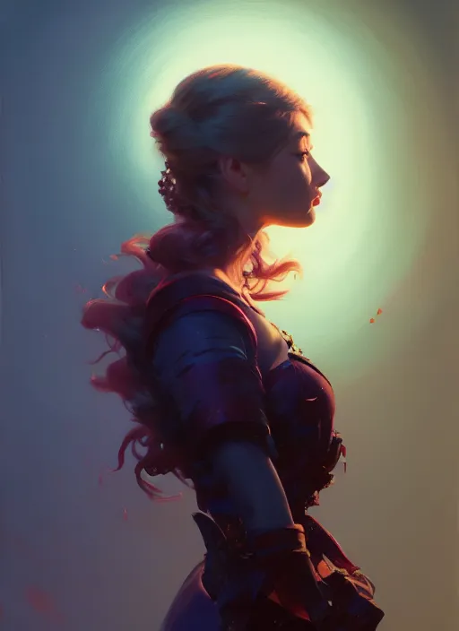 Prompt: side portrait, imogen poots, paladin, gloomhaven, organic painting, hard edges, red - blue tones, luminescent, octane render, by greg manchess, huang guangjian, gil elvgren, sachin teng, greg rutkowski, jesper ejsing, rhads, ilya kuvshinov, cushart krenz