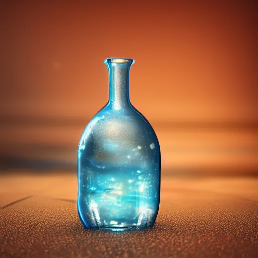 Image similar to a magical bottle with a magical liquid inside of it, octane render, 4k