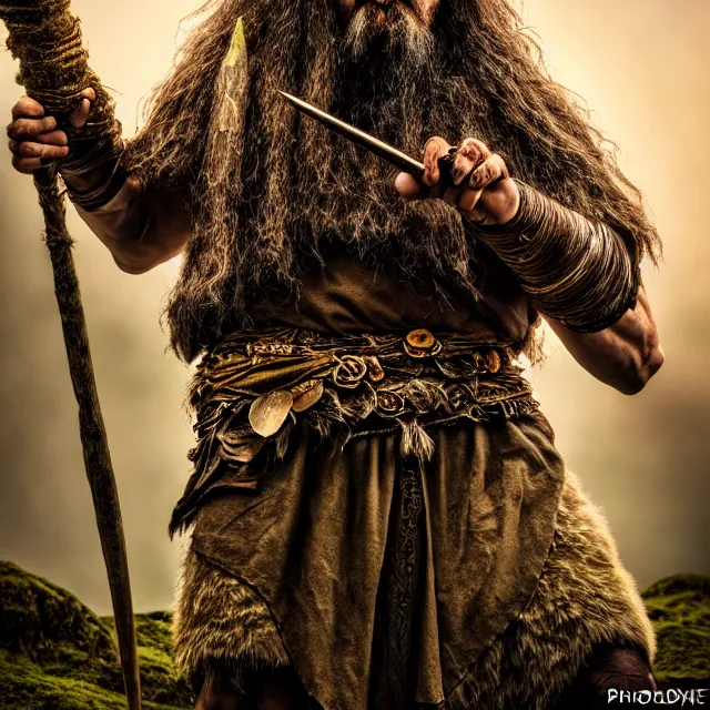 Prompt: photo of a druid warrior with earth powers, highly detailed, 4 k, hdr, smooth, sharp focus, high resolution, award - winning photo
