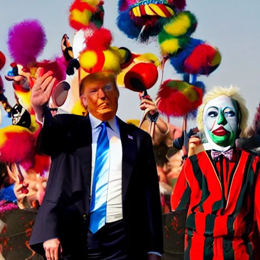 Image similar to donald trump in clown makup