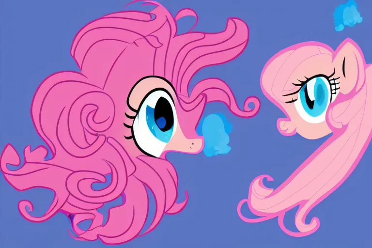 Prompt: Giant Pinkie Pie, poke head through cloud layer, digital art, Friendship is Magic, Hasbro, vector art, svg, flash animation