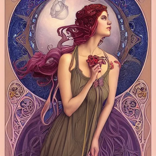 Image similar to an art nouveau portrait in the style of anna dittmann and donato giancola and charles dulac.