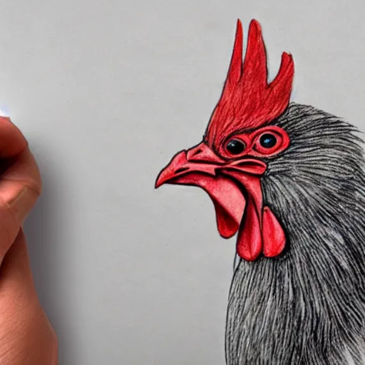 Prompt: an scientific pencil sketch of a chicken