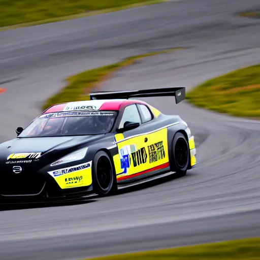 Prompt: GT4 Nissan Altimia black plain livery racing on track photo 2022