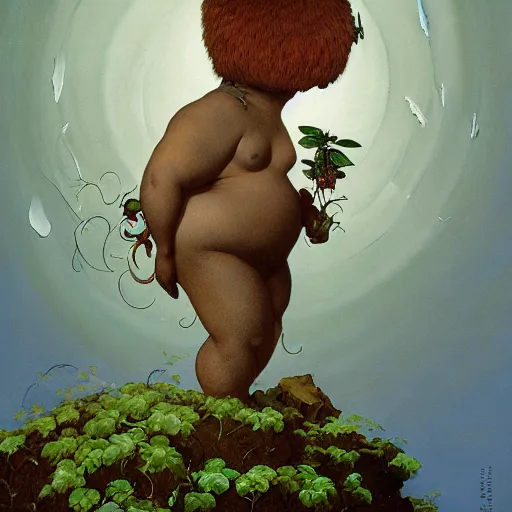 Prompt: chubby Physique Portrait of a Orchid Guy wearing an Ivy costume poison oak disguised as a human standing atop a lichen covered stone greg rutkowski jen bartel peter mohrbacher anna podedworna arthur rackham salvador dali octavio ocampo jacek yerka winslow homer norman rockwell inio asano prismacolor tombow quill