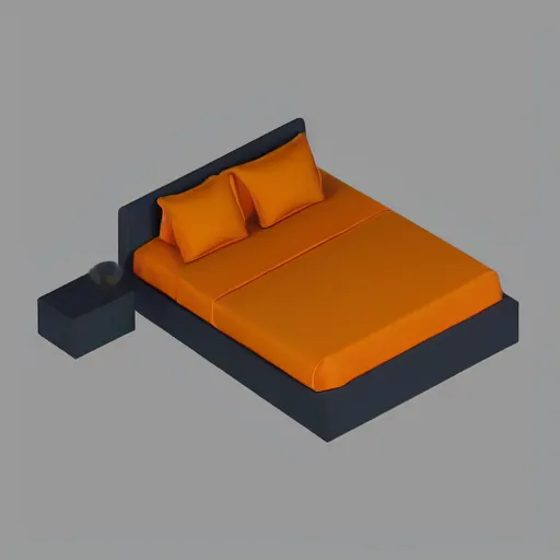 Prompt: a simple cute 3 d object of the bed, isometric game, isometric art, centralised, mohamed chahin, blender cycles render, medium poly, solid colours material, no background and shadows