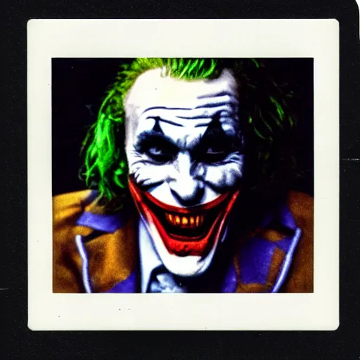 Prompt: a polaroid of the joker