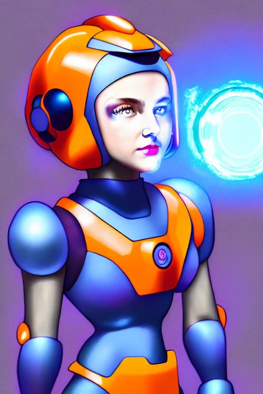 Image similar to Futuristic beautiful female megaman portrait by solarpunk and cyberpunk