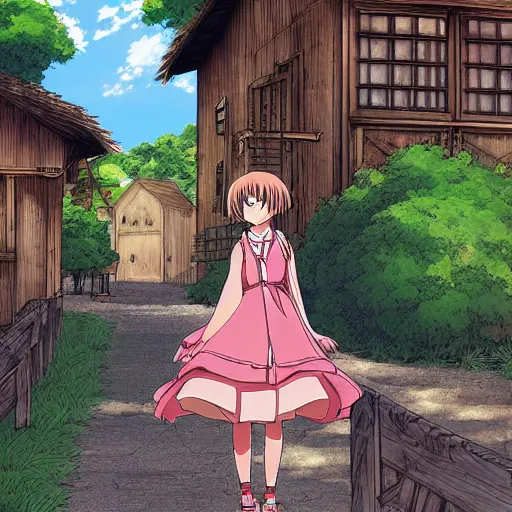 Image similar to Anime digital art of an anime girl in a village, studio ghibli, digital art