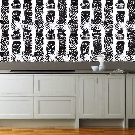 Image similar to modern kitchen wallpaper design. expensive. piggy pattern.