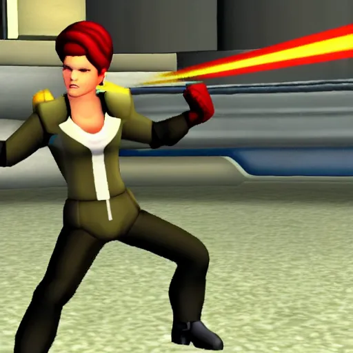 Image similar to Captain Janeway as a fighter in Super Smash Bros Melee, gameplay screenshot