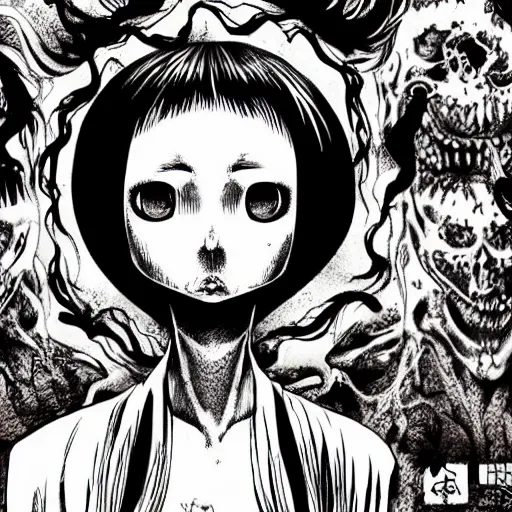 Image similar to a horror movie in a junji ito art style, horror manga, ultra detailed, ink