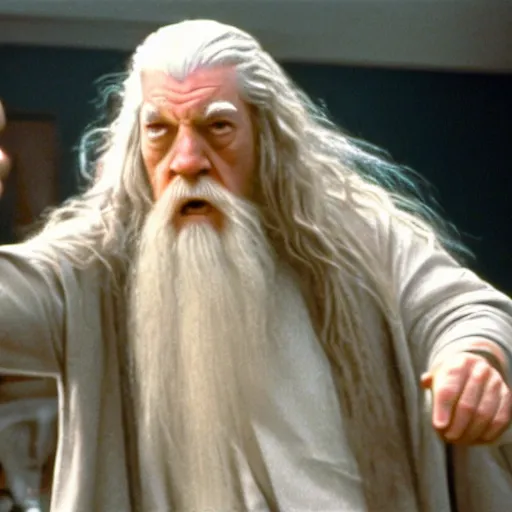 Prompt: a still of Gandalf Bowling as the dude from the movie the big Lebowski