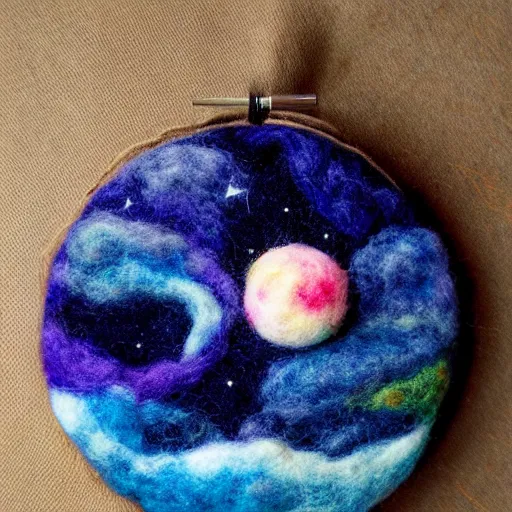 Prompt: Liminal space in outer space, needlefelt