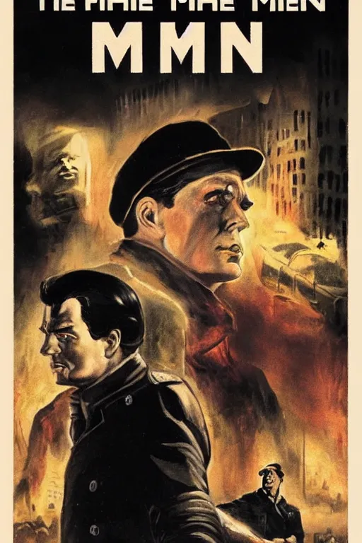 Prompt: the third man ( 1 9 4 9 ) movie poster in the style of red faction ii ( 2 0 0 2 ) ps 2 cover art