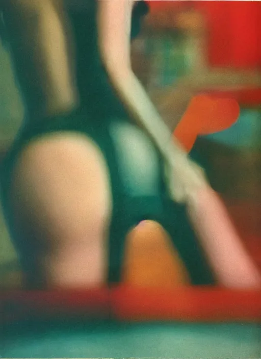 Prompt: ( ( out of focus ) ), belly of a woman, photography by saul leiter and ernst haas, baroque lighting, tea green, airforce blue, red, pale skin