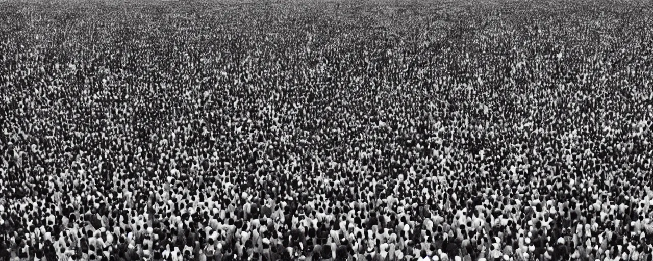 Prompt: a large crowd of people at a political rally, photographic, Andreas Gursky, Sebastião Salgado, detailed