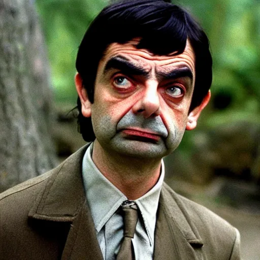 Image similar to A still of Mr Bean in Rambo First Blood