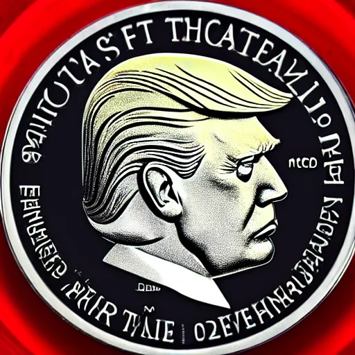 Image similar to Donald Trumps profile on a silver coin, photorealistic