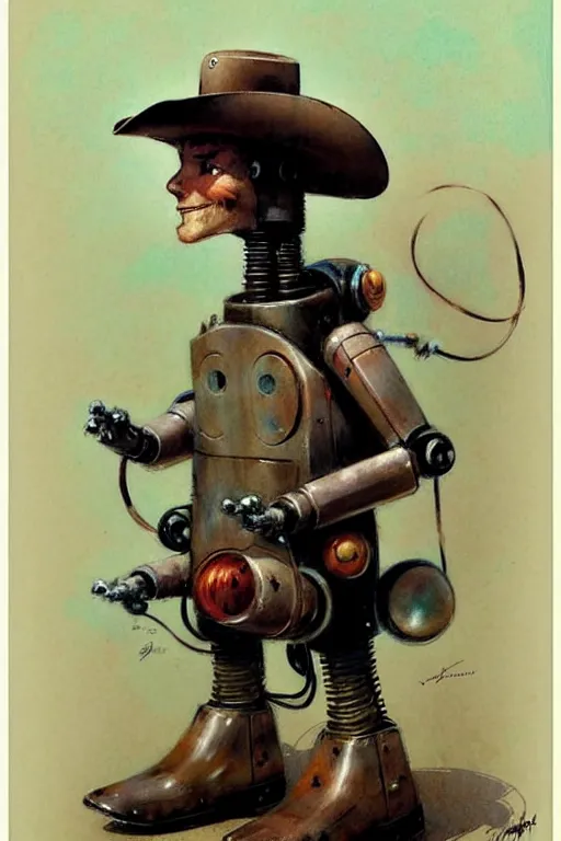 Image similar to (((((1950s robot cowboy. muted colors.))))) by Jean-Baptiste Monge !!!!!!!!!!!!!!!!!!!!!!!!!!!