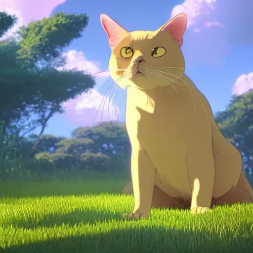 Prompt: a wholesome animation key shot of a burmese cat, studio ghibli, pixar and disney animation, sharp, rendered in unreal engine 5, anime key art by greg rutkowski, bloom, dramatic lighting